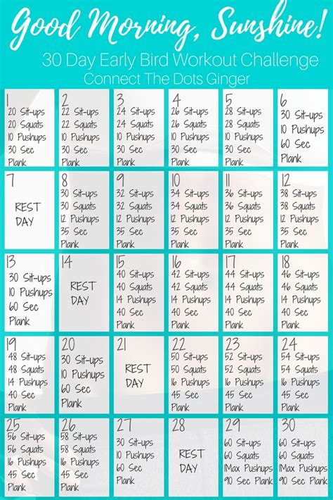 day workout schedule   calendar printable