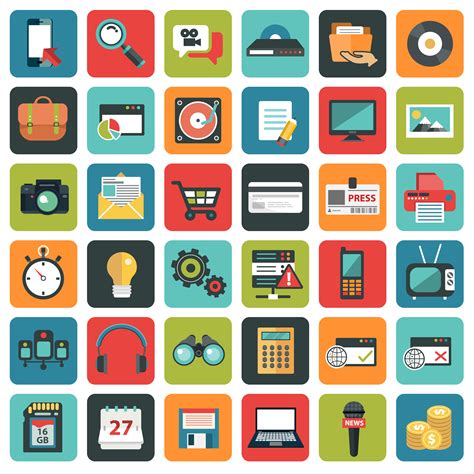 modern flat icons vector collection  stylish colors  web design objects