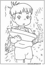 Ghibli Ponyo Totoro Colouring Books Falaise Colorir Miyazaki Hayao Boiardi sketch template