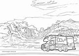Wohnmobil Malvorlage Ausmalbilder Camping Bergen Berge Fahrzeuge öffnen sketch template