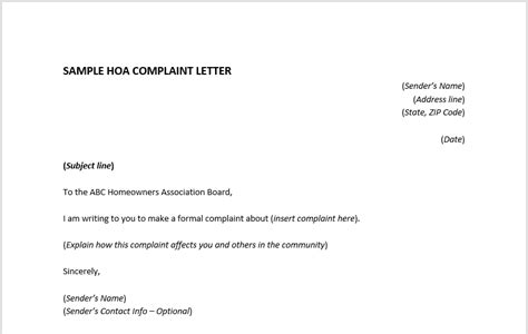 hoa dues letter template