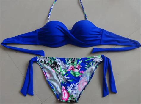 blue bikinis set womens push up bikini bra strappy swimwear sexy