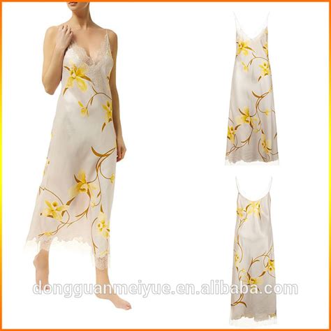 wholesale cheap silk nightgown floral printed sexy night maxi dresses