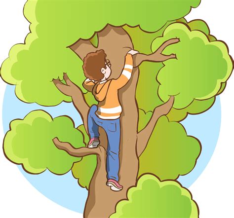 tree climbing boy vector illustration  vector art  vecteezy