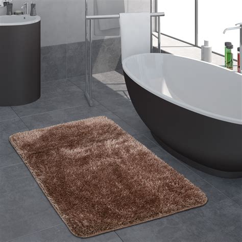 tapis salle de bain poils longs uni marron tapis