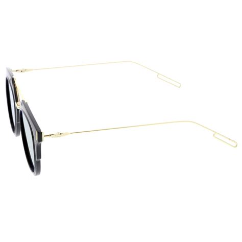 retro horned rim modern minimal mirrored flat lens sunglasses zerouv
