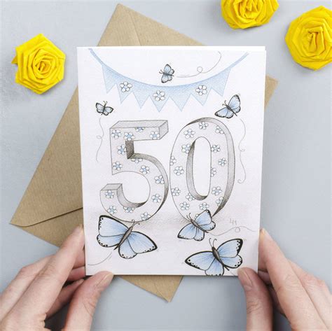 Happy 50th Birthday Greeting Card By Yellow Rose Design