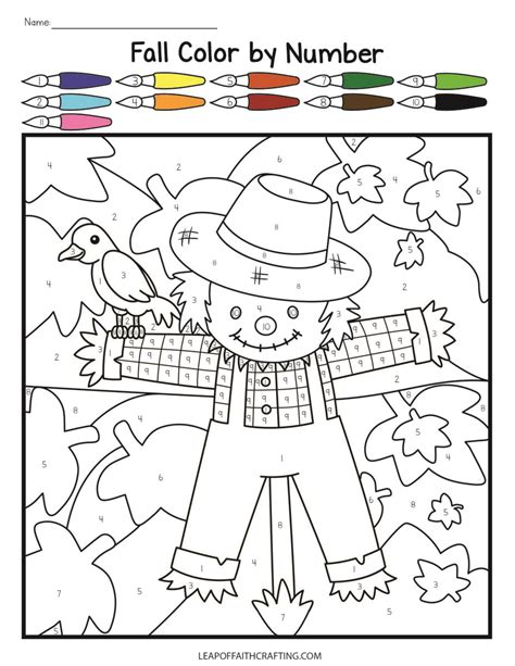 color  number fall printables