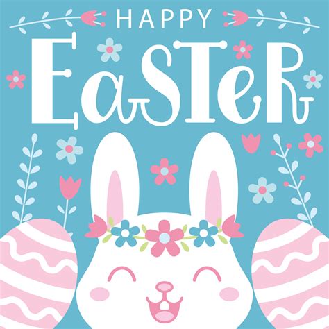 easter card   cute bunny patterned eggs  lettering