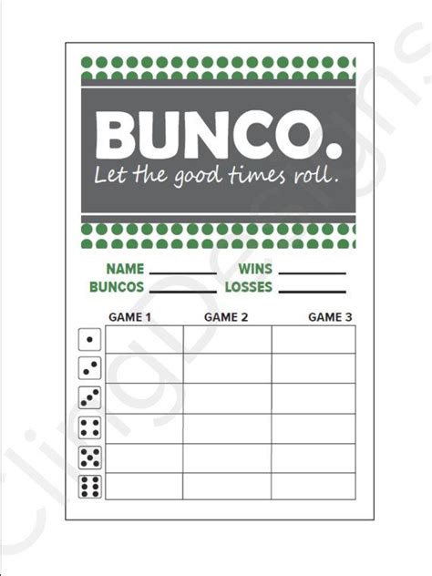 printable bunco cards