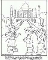 Coloring India Pages Girl Guide Colouring Indian Thinking Sheets Taj Mahal Makingfriends Scout Kids Printable Girls Scouts Color Guides Cartoon sketch template