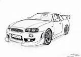 Car Coloring Drawing Supra Skyline Japanese Toyota Drawings Pages Nissan Gtr Beauty Cool Cars R34 Outline Sketch Artwork sketch template