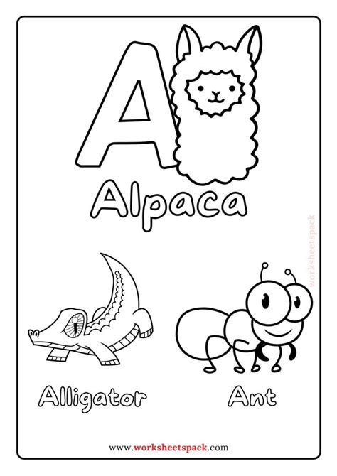 alphabet coloring pages preschool  worksheetspack