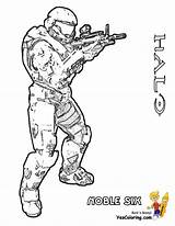 Halo Reach Coloring Noble Six Pages Kids sketch template