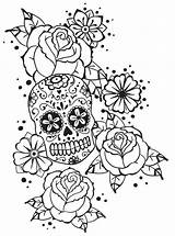 Roses Coloring Pages Adult Skull Badass Rose Skulls Boardwalk Adults Sugar Notebook Template Printable Choose Board Calavera sketch template