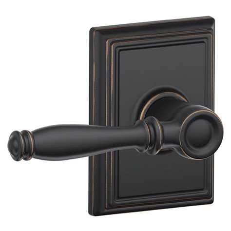 schlage  decorative birmingham  addison aged bronze reversible passage door handle   door