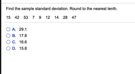 solved find the sample standard deviation round to the