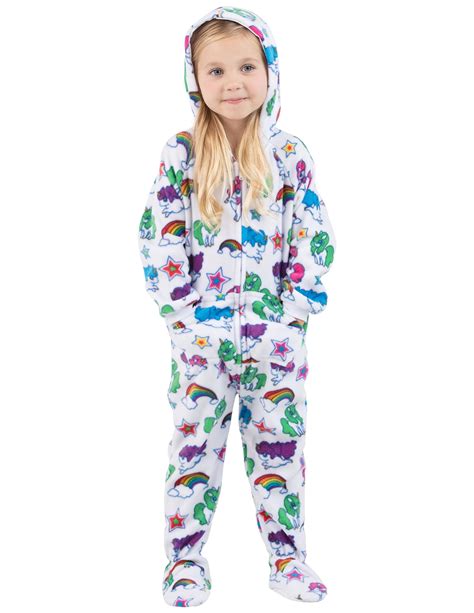 footed pajamas footed pajamas rainbows  unicorns toddler hoodie fleece onesie walmart