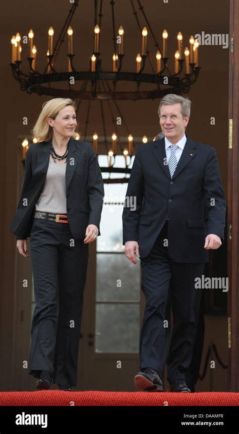German President Christian Wulff R And His Wife Bettina L Arrive To