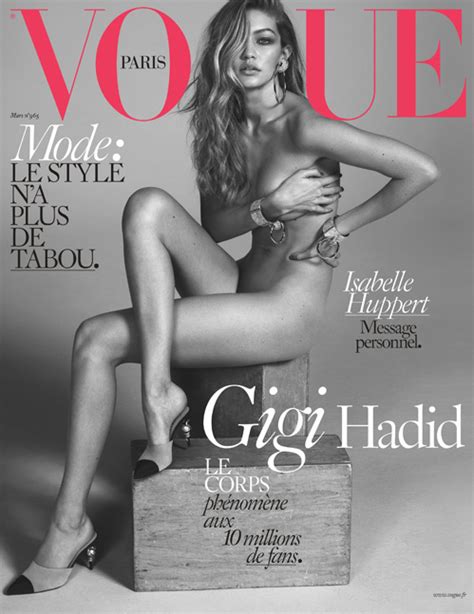 Gigi Hadid Is Naked On The Cover Of ‘vogue’ Paris’ March