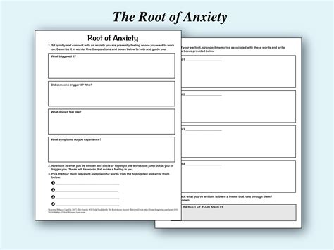 root  anxiety printable worksheet etsy