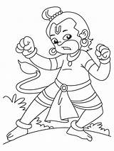 Hanuman Coloring Angry Ji Kids Pages sketch template
