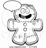 Mascot Zombie Gingerbread Talking Happy Outlined Coloring Cartoon Clipart Vector Thoman Cory Screaming Regarding Notes sketch template