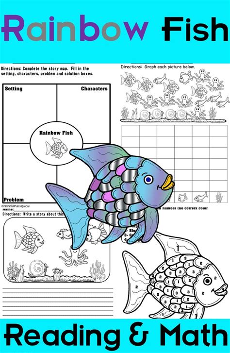 rainbow fish reading  math packet rainbow fish activities