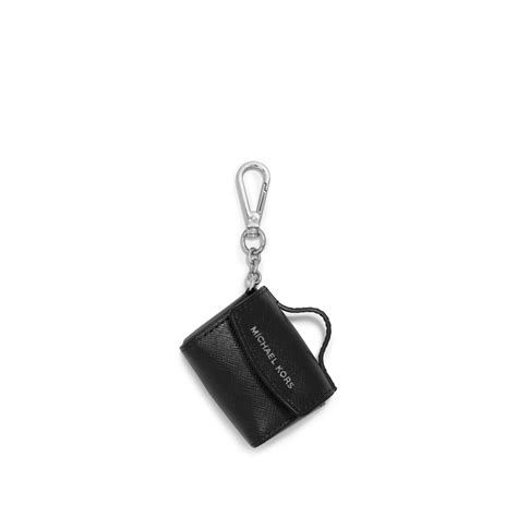 lyst michael kors ava saffiano leather coin purse keychain  black