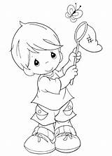 Moments Precious Coloring Pages Printable Boy Catching Girl Little Butterfly sketch template