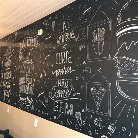 chalkboard pizzaria retro decoracao de restaurante parede de