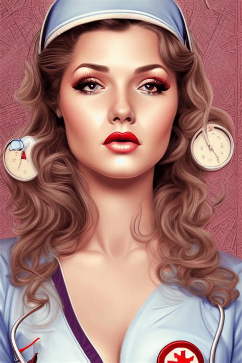 beautiful intricate nurse pinup girl detailed portrait illustration