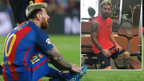 Lionel Messi Continues Recovery From Thigh Injury In Barcelona Gym And