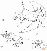 Diddle Hey Coloring Pages Nursery Mother Goose Rhyme Printable Rhymes Fiddle Cat Clack Moo Click Cow Moon Over Supercoloring Jumping sketch template