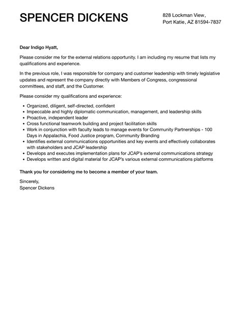 external relations cover letter velvet jobs