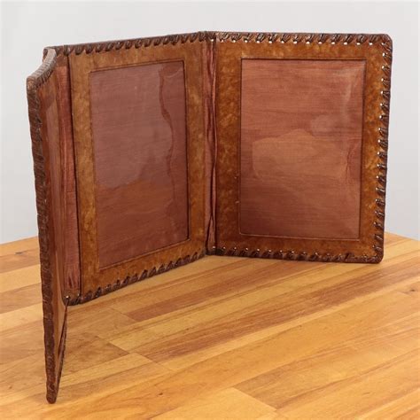 leather picture frame vintage solid leather  pictures etsy