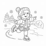 Coloring Sports Winter Pages Outline Cartoon Skating Girl Book Kids Stock Illustration Printable Getcolorings Preview Sport Getdrawings sketch template