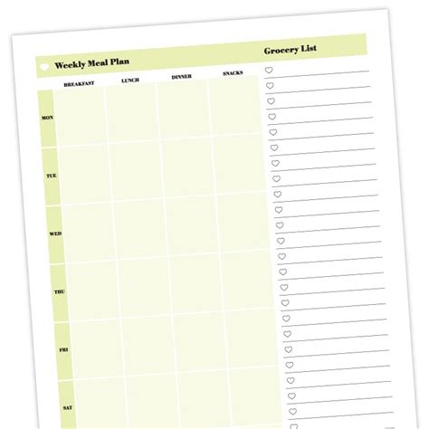 printable  printable weekly menu meal planning template kolejowy