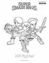 Smash Coloring Mii Super Fighter Brothers Bros Pages Fun sketch template