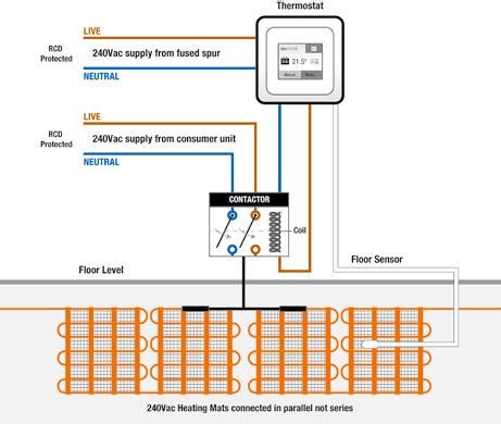 wiring diagram  contactor underfloor heating