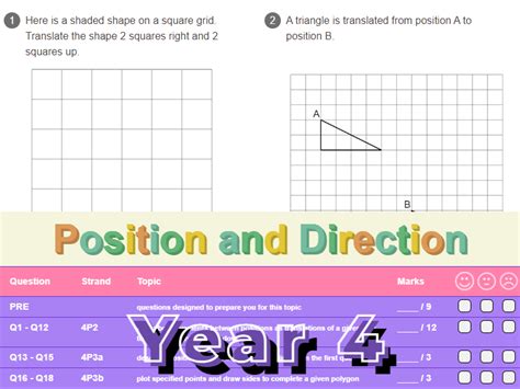 position  direction worksheet answers ks year  teaching