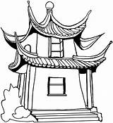 Chinese Pagoda Drawing Vacation Architecture Getdrawings Sandy Embossing sketch template