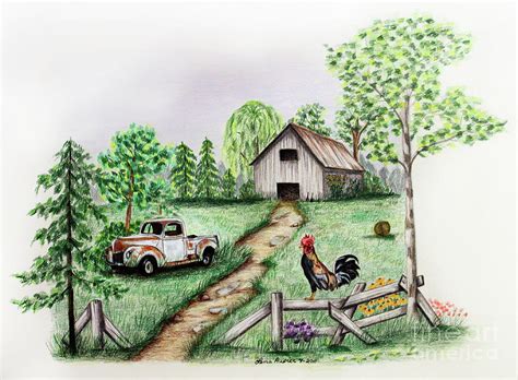 farm landscape drawing  paintingvalleycom explore collection