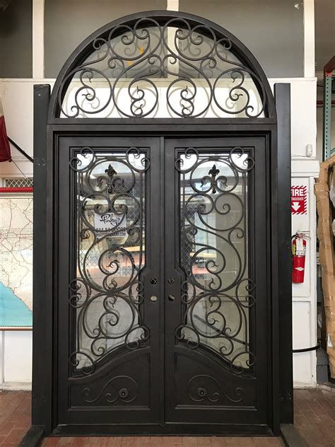 beverly double full arch  iron doors metal entry doors glass front entry doors