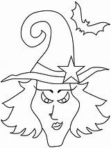 Halloween Coloring Witch Pages Color Colouring Template Drawing Kids Face Simple Witches Clipart Print Pdf Templates Tinkerbell Fun Children Drawings sketch template