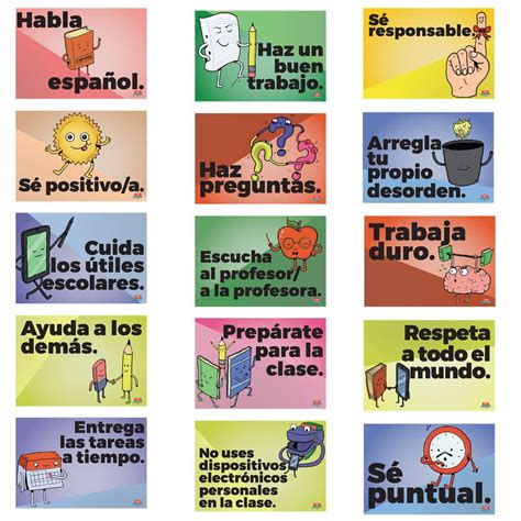 Common Sense Rules Spanish Mini Poster Set Class Rules Poster
