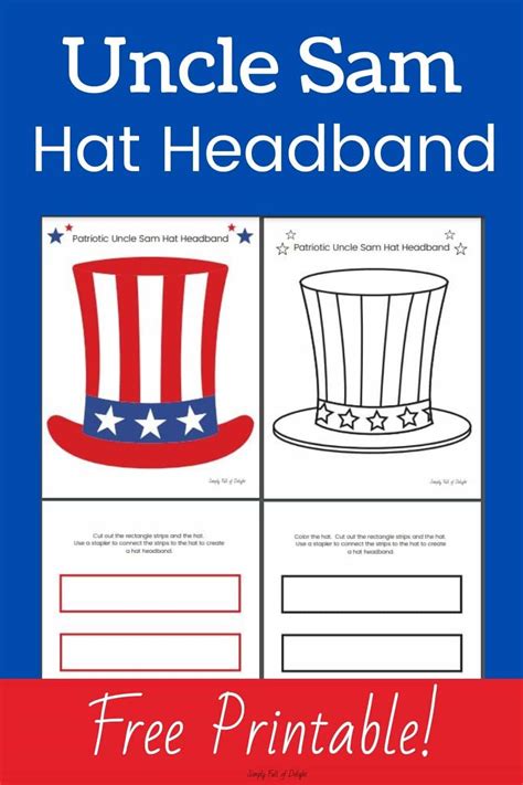 uncle sam hat craft  printable simply full  delight