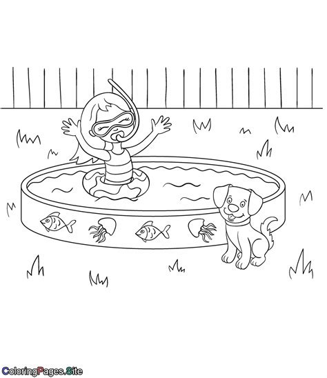 summer pool  coloring page