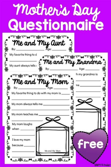 mothers day questionnaires simply kinder mothers day crafts
