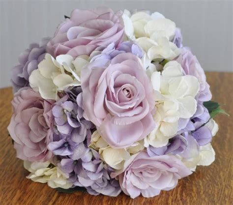 silk wedding flower bouquet made with lavender roses
